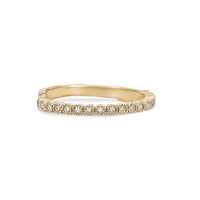 Front view of the Hawthorn Diamond Eternity Ring in 14k solid gold, featuring a continuous line of diamonds set on a textured twig band.